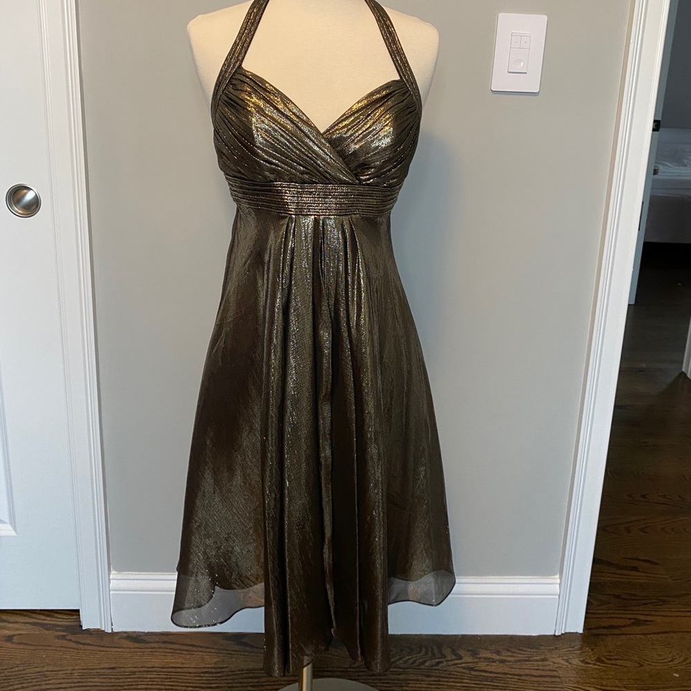 Badgley Mishka gold halter dress size 2